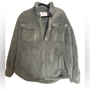 Natural Reflections Green Fleece Sherpa Shacket Medium